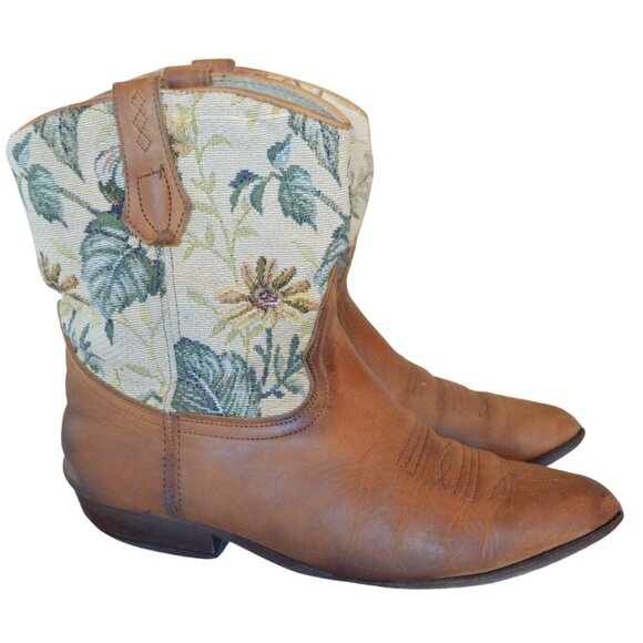 Seychelles Floral Tapestry Leather Point Toe Western Cowboy Boots Women's Size 9 - Picture 1 of 9